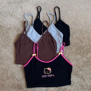 SHEIN Black Ribbed Top set of four